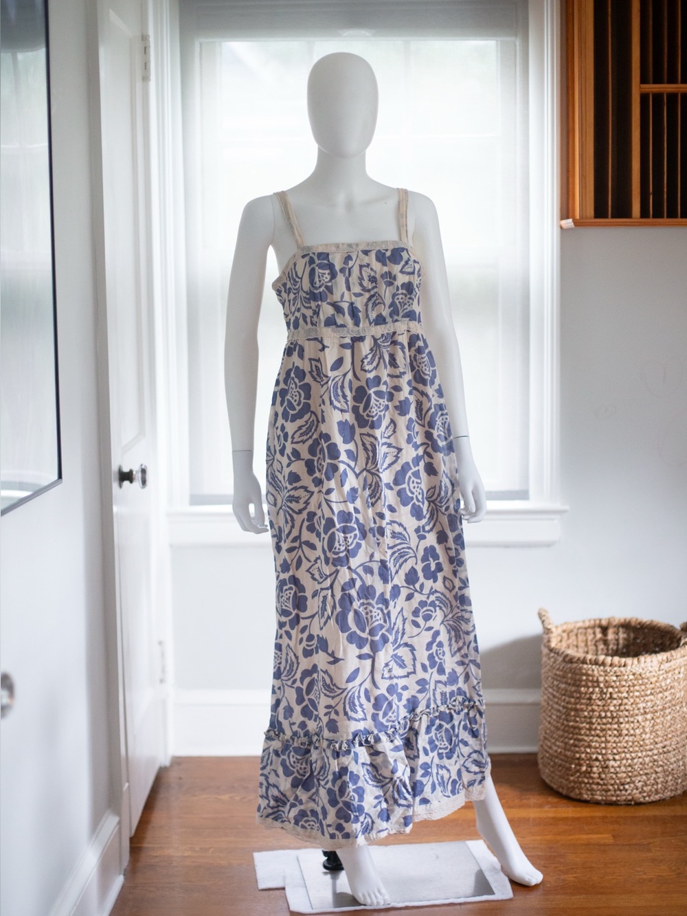 Lucy & Lauryl blue floral maxi dress, 100% cotton